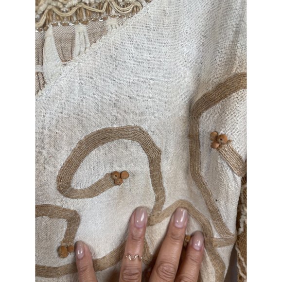 Vintage Sandy Starkman Embroidered Jute Button Up Woven Jacket Women Size S - Picture 7 of 8